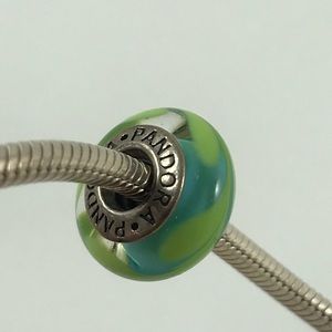 PANDORA Green & Teal Glass Charm